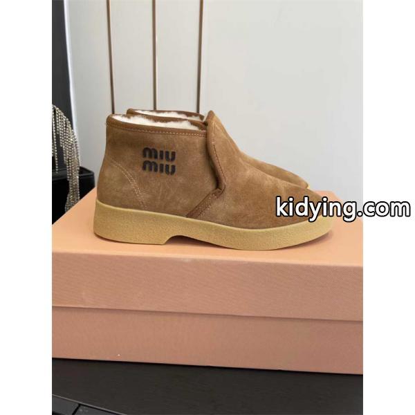 Miu Miu ミュウミュウ コピー 激安 秋冬新作 羊毛 Snow Boots レディース 防寒 スエード ショート丈 雪地靴 ふわふわ裏毛-7