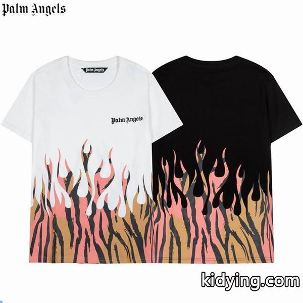 Palm Anglesワンホンモデルストリートショット必携かっこいい炎の図案ｔシャツ-0