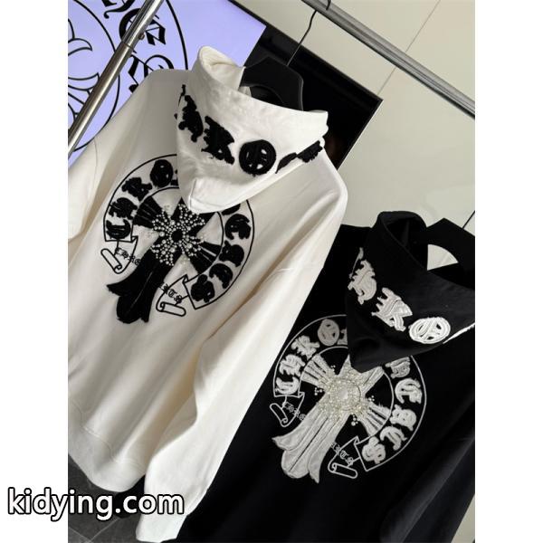 クロムハーツ Chrome Hearts コピー 存在感クロスプリント 裏起毛 パーカー 個性演出 トレンド注目-3