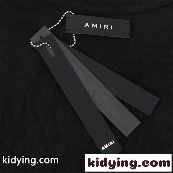 アミリ AMIRI コピー Tシャツ 半袖 メンズ バックロゴ フロントロゴ プリントT クルーネック ブラック ホワイト ストリート系-7