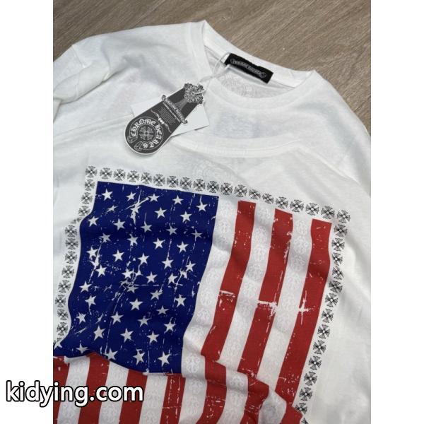 クロムハーツ スーパーコピー アメリカンヴィンテージ スタイル 長袖Tシャツ 星条旗プリント CHROME HEARTS-1
