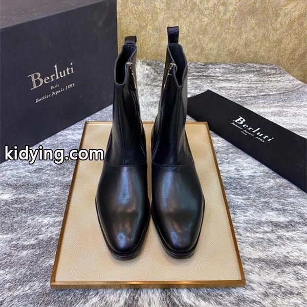 洗練印象 サイドジップ ブーツ 都会的 シャープ Berluti ベルルッティ コピー-5