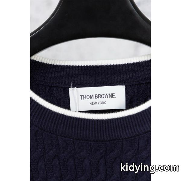 ホワイト 麻花纹 円领 セーター トムブラウン Thom Browne コピー 秋冬立体感豊か 高級 モード系-4