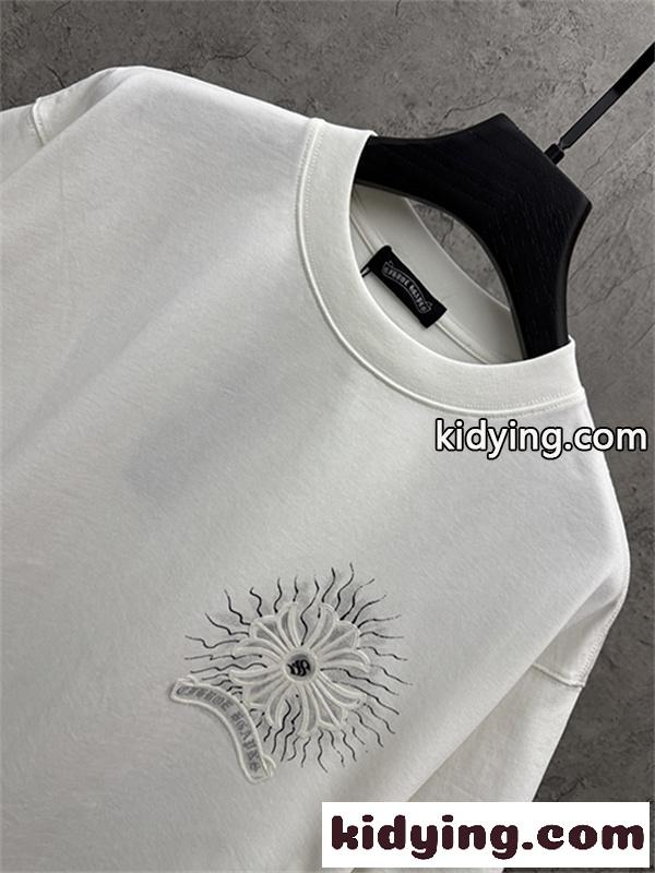 ブラック 半袖Tシャツ Chrome Hearts マルチカラークロスプリント クロムハーツ コピー ペイントスプラッシュ クルーネック ゆったりシルエット-3