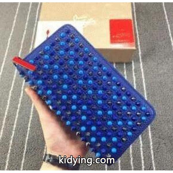 トレンドのクリスチャンルブタン財布コピーCHRISTIAN LOUBOUTINスパイクスラウンドファスナー長財布-0