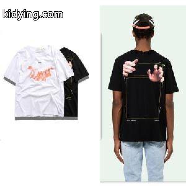 お買い得限定セールOff WhiteオフホワイトHANDS Tシャツメンズクルーネック半袖トップスブラック-0