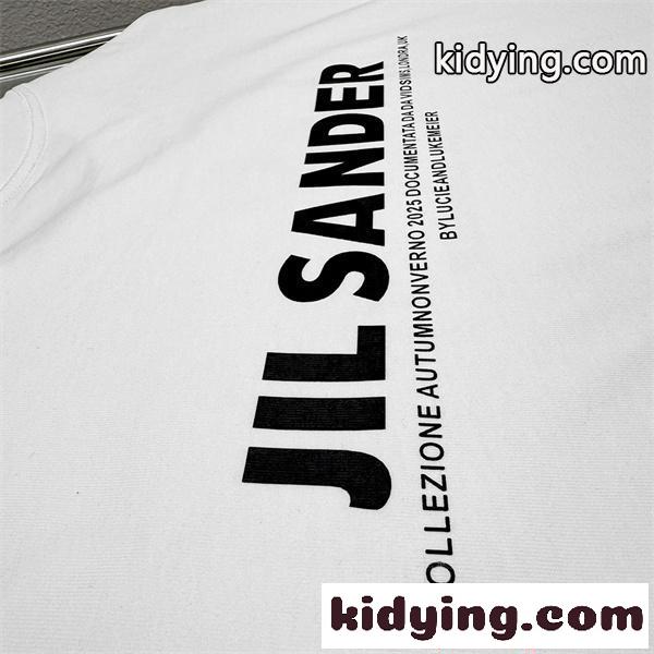 期間限定 ダブルロゴ ジルサンダー Tシャツ ホワイト 半袖 コントラストプリント JIL SANDER コピー-6