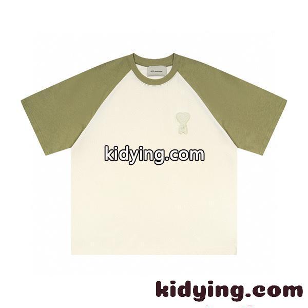 旬コーデ 半袖Tシャツ ナチュラルテイスト 軽やか着用 AMI PARIS アミ パリス コピー-4