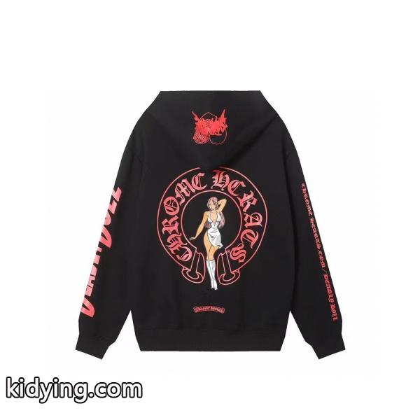 CHROME HEARTS スーパーコピー パーカー 話題 モード レッドロゴ ストリート ブラック クロムハーツ-1