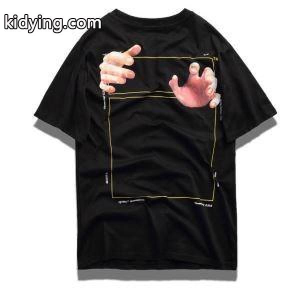 お買い得限定セールOff WhiteオフホワイトHANDS Tシャツメンズクルーネック半袖トップスブラック-1