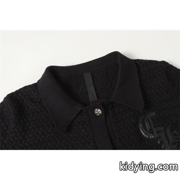 上質感たっぷり グレー × ブラック 刺繍 着心地抜群 クロムハーツ コピー Chrome Hearts カーディガン-4