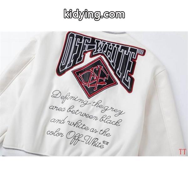2025秋冬 プレミアム 限定生産 刺繍 当店イチオシ ホワイト × レッド ベースボールジャケット Off-White オフホワイトコピー-3