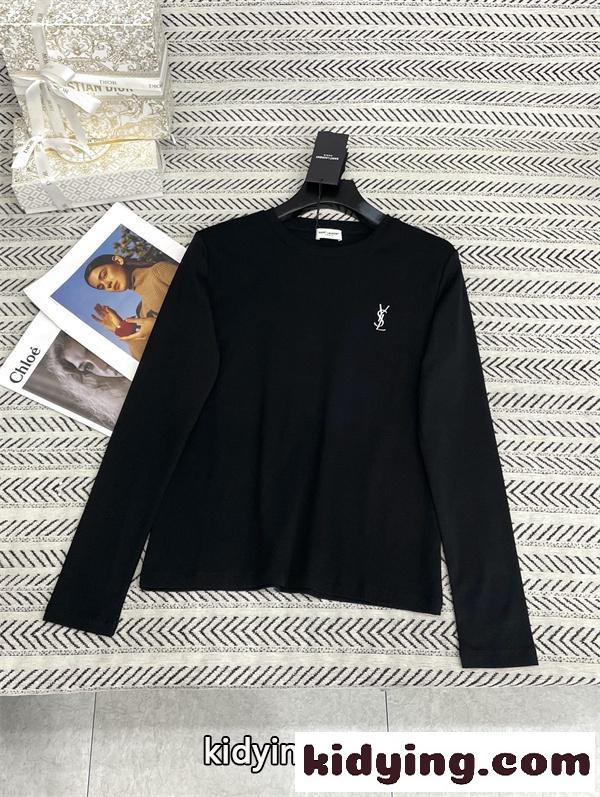 Saint Laurent サンローラン 長袖ｔシャツコピー2026人気おしゃれユニセックス黒色ホワイト色-3