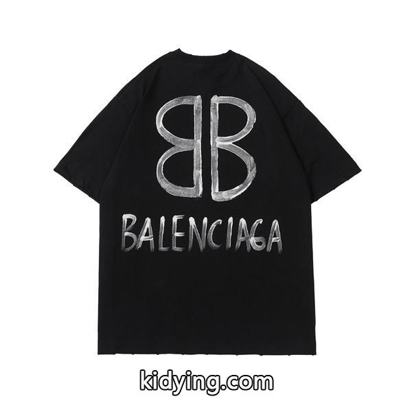 白クジラ バレンシアガ 人気ブランド品質保証ロゴ Balenciaga半袖 高版本コピー-0