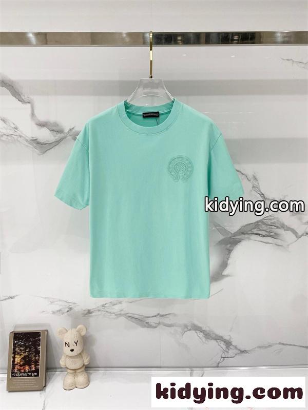 クルーネック クロムハーツ コピー 半袖Tシャツ Chrome Hearts 3カラー ワンポイントデザイン ホワイト ミント ブラック-1