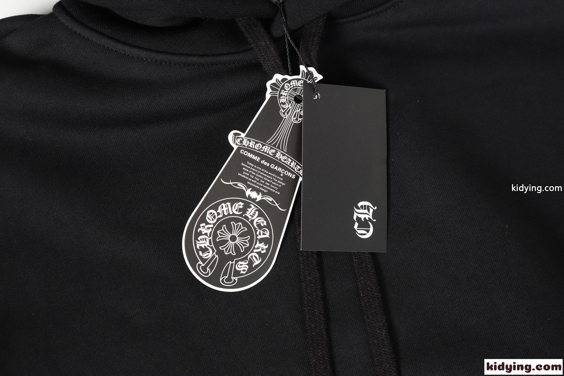 フラワークロ クロムハーツ コピー パーカー ブラック バックプリント 袖ロゴ フーディー ストリート Chrome Hearts-5