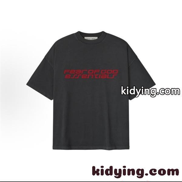 エッセンシャルズ コピー レッドロゴ 半袖Tシャツ ESSENTIALS ブラックモード インパクト デザイン性 人気-0
