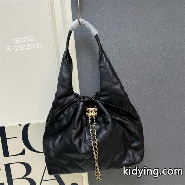 CHANEL ブラックレザー チェーンアクセント シャネル ハンドバッグ コピー 1S3252 レディース エレガント-0