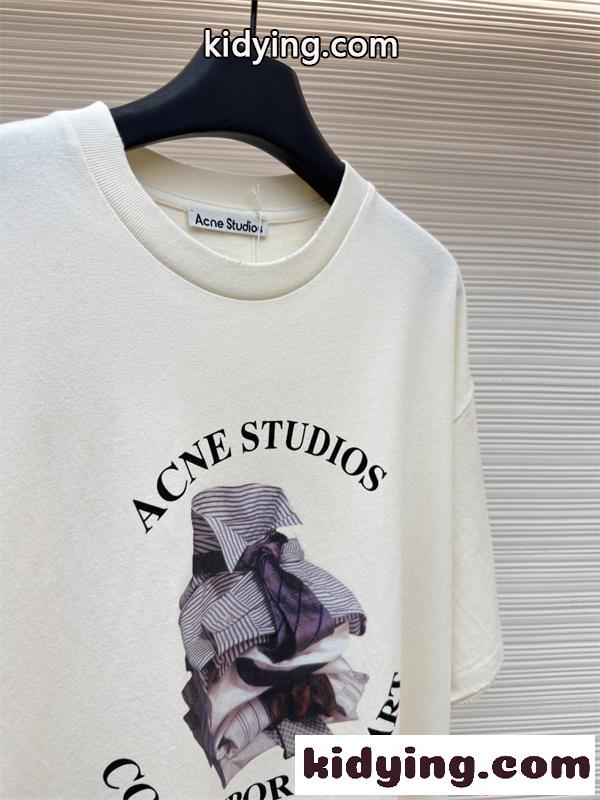 好評発売 ブラウン 立体ロゴ ゆったり カジュアル ACNE STUDIOS アクネ ストゥディオズ コピー 半袖Tシャツ-7