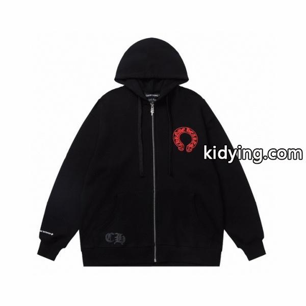 CHROME HEARTS コピー ジップパーカー 都会的 鮮烈 レッドホースシュー ブラック クロムハーツ-1