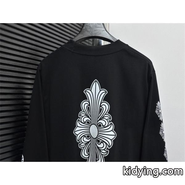 クロムハーツ コピー クラシックエレメント ブラック長袖Tシャツ バッククロスデザイン CHROME HEARTS-1