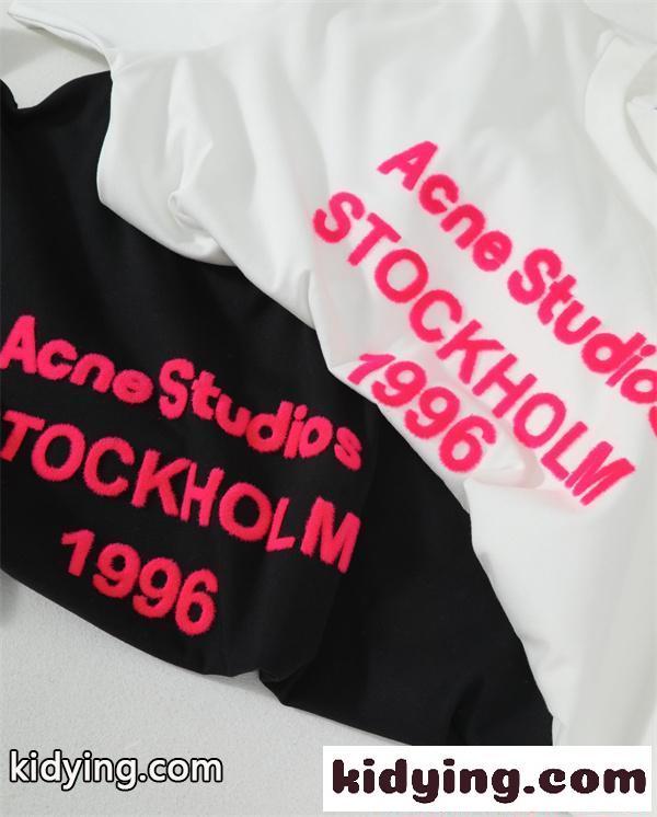 アクネストゥディオズ コピー プリントTシャツ Acne ブラック ホワイト 半袖 ストリート ペアコーデ-4