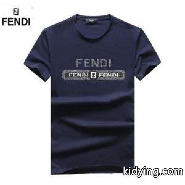 新作入荷品質保証紳士服大きめサイズ優しい綿tシャツ重ね着男性用黒白ブルーダークブルーFENDIフェンディ コピー-3