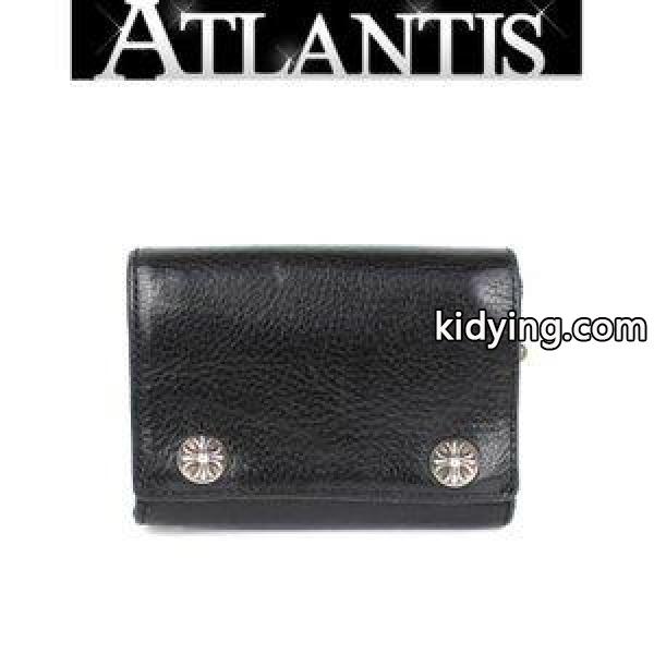 CHROME HEARTS 銀座店 クロムハーツ クロスパッチ付き 3フォールド ウォレット クロスボタン 三つ折財布 レザー 黒 :075506:atlantis - 通販ショッピング-0
