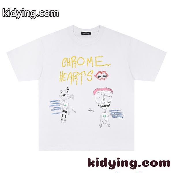 Chrome Hearts コピー 落書きプリント 半袖Tシャツ ホワイト グラクソ クルーネック クロムハーツ-2