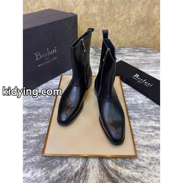 洗練印象 サイドジップ ブーツ 都会的 シャープ Berluti ベルルッティ コピー-7