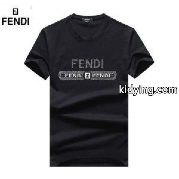 新作入荷品質保証紳士服大きめサイズ優しい綿tシャツ重ね着男性用黒白ブルーダークブルーFENDIフェンディ コピー-0
