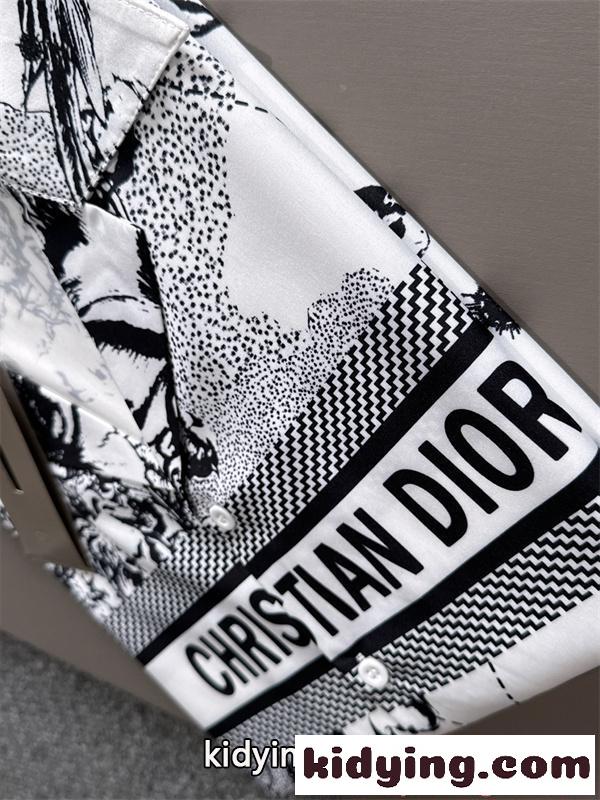 Dior ホワイト 半袖シャツ カジュアル ストリート ホワイト 高級感 ディオール スーパーコピー トロピカルアート-7