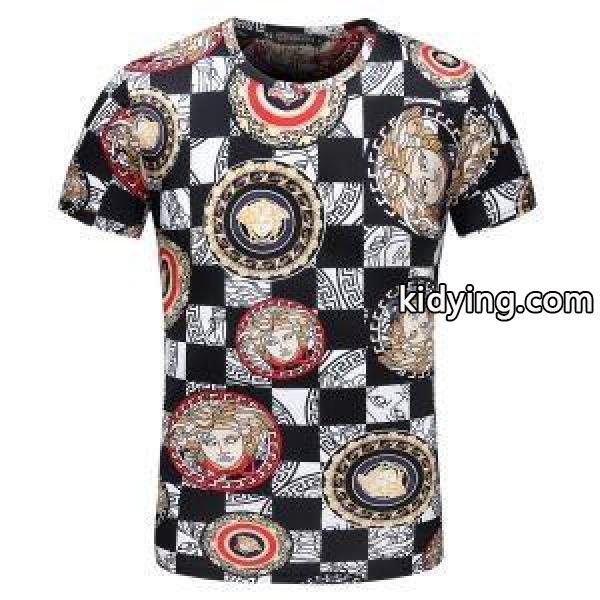 今季注目のVERSACEヴェルサーチＴシャツ激安のブラック、コーヒー色のメンズクルーネックＴシャツ通販品-0