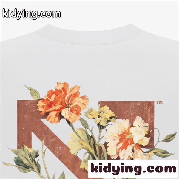 フラワーアロープリント 春夏人気 旬デザイン OFF-WHITE オフホワイト コピー 半袖Tシャツ さらっと着られる 話題アイテム-5