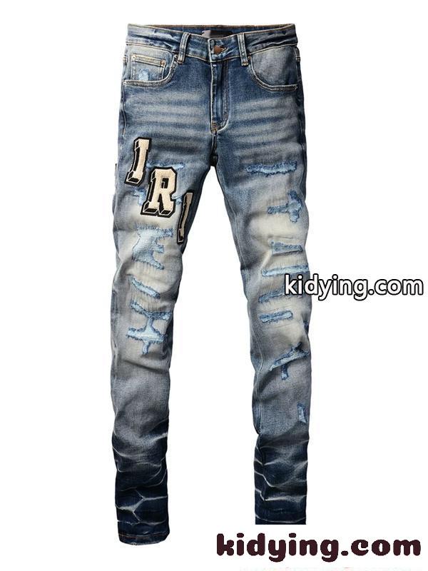 アミリ コピー デニムパンツ インディゴブルー AMIRI 2026新作 ダメージ加工 スリムシルエット-1
