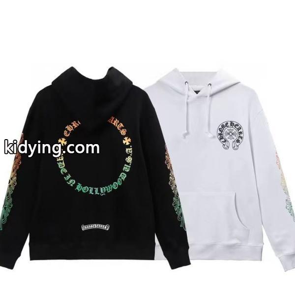 CHROME HEARTS スーパーコピー パーカー 鮮麗 多彩 レインボーロゴ ブラックホワイト クロムハーツ-0