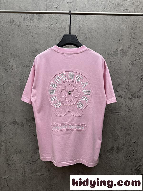 クリームベージュ 半袖Tシャツ Chrome Hearts クロムハーツ コピー 胸元グリーンサークルロゴ クルーネック ワンポイントデザイン-10