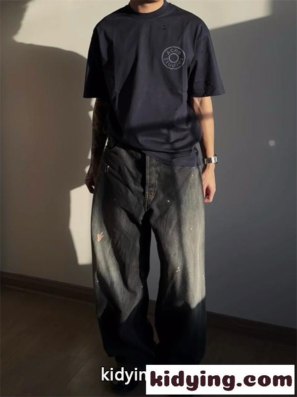 エイジング加工 カジュアルデザイン ユニセックス仕様 Acne Studios アクネストゥディオズ コピー 半袖Tシャツ-5