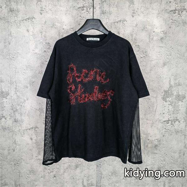 Acne Studios 激安 金糸刺繍 ロゴ入り フェイクレイヤード 長袖カットソー ユニセックス トップス-3