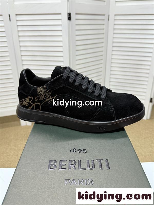 メンズ スニーカー 本革 Berluti ベルルッティ スーパーコピー ブラック カジュアル 軽量 2026春新作-4