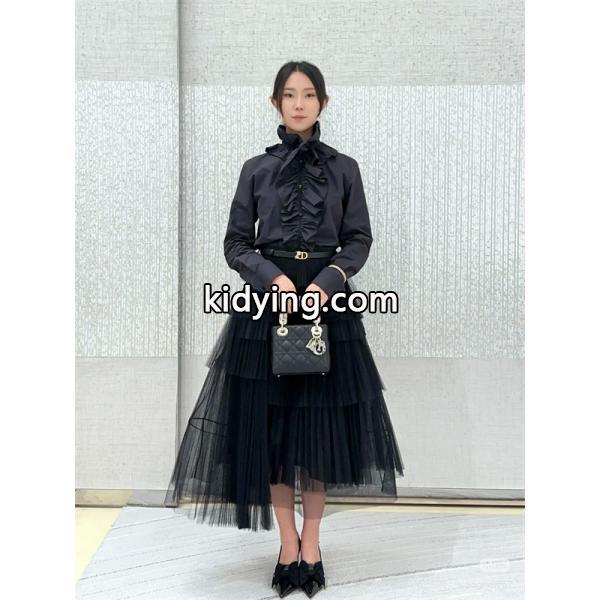 高級感溢れる フリルデザイン DIOR ディオール コピー シャツ ブラック お洒落コーデ-3