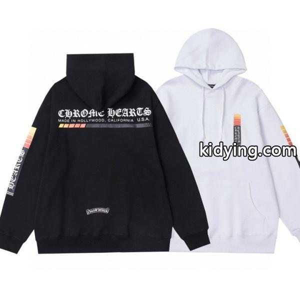 クロムハーツ 偽物 パーカー 斬新 洗練 グラデーションロゴ ブラックホワイト CHROME HEARTS-1