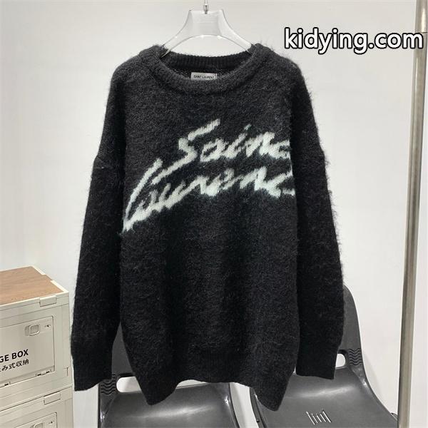 ブラック アートロゴ ニットセーター サンローラン SAINT LAURENT スーパーコピー 秋冬デザイン話題-0