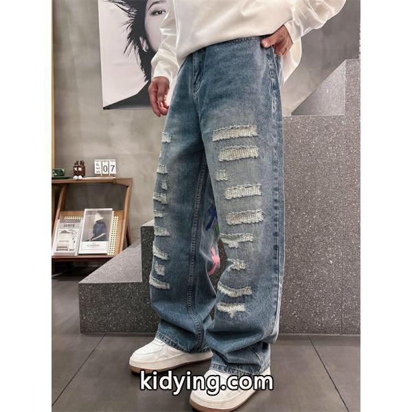 限定モデル グレー ダメージデザイン Chrome Hearts クロムハーツ スーパーコピー デニムパンツ-4