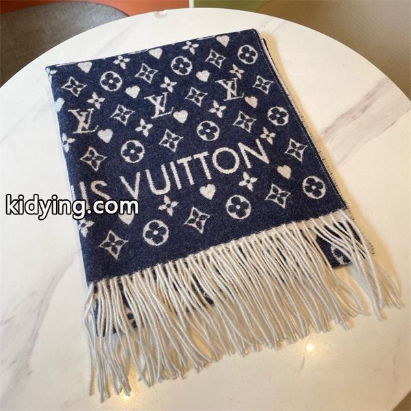 Louis Vuitton ルイ・ヴィトン 小ロゴ ハート柄 カシミヤ ストール マフラー 45×190cm 冬 新作 限定デザイン-0