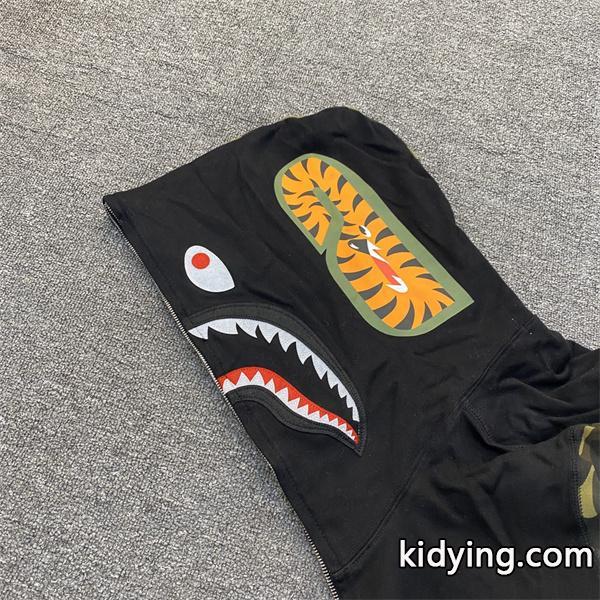 BAPE コピー 秋冬 個性 トレンディ ブラック × カモフラージュ シャーク 連帽 ジップアップ ベイプ-5