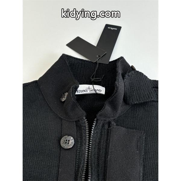 ストーンアイランド コピー ニット カーディガン 高級 人気 ブラック 新登場 STONE ISLAND-2