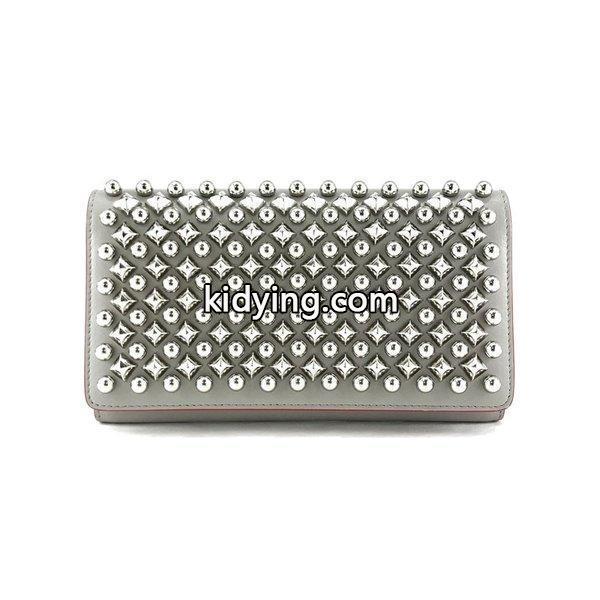クリスチャン ルブタン 長財布 Christian Louboutin 二つ折り スタッズ レザー ETAIN/SILVER グレー 3165106 GY4Q :2h001834:2nd HANDS - 通販ショッピング-0