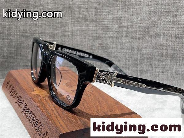 クロムハーツ Chrome Hearts Vagillionaire コピー メガネ フレーム メンズ レディース スクエア 太縁 ブラック シルバー装飾 高級アイウェア-1