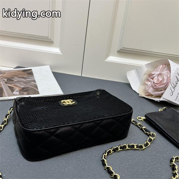 ブラック メッシュデザイン チェーンアクセント シャネル スーパーコピー ショルダーバッグ Chanel 2025秋冬-1